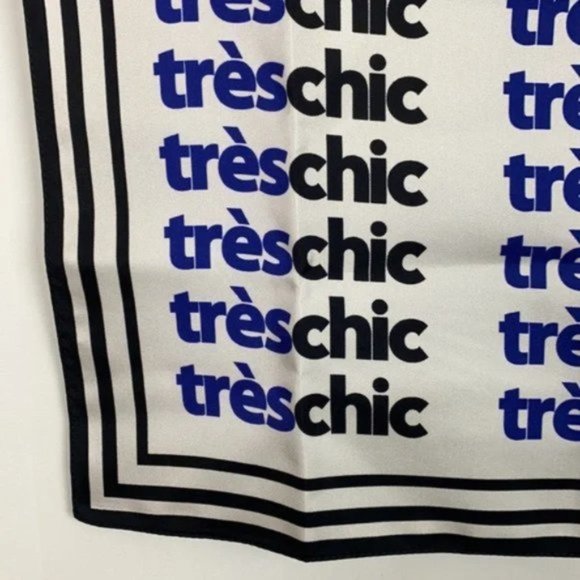NWT J.Crew Très Chic Silk Scarf White Navy Black - Picture 7 of 9